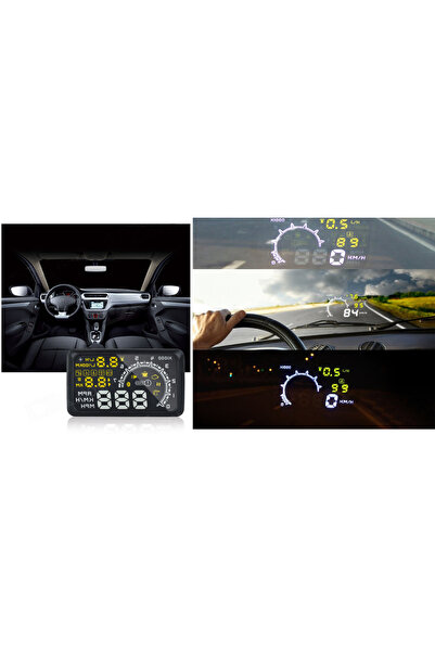 NO BRAND Display HUD auto LED W02 de 5.5 inch, OBD2, Proiector vitezometru