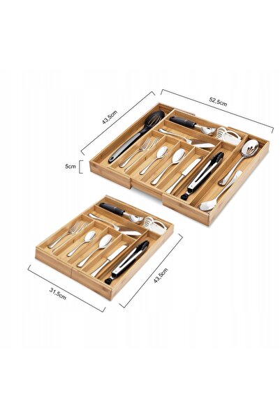 Ruhhy Organizator extensibil din bambus pentru sertar de tacâmuri, 50 cm, buc...