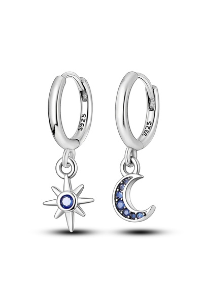 Choice14 KTE022 Blue Earrings 925 Sterling Silver Sun Moon Starlight Butterfl...