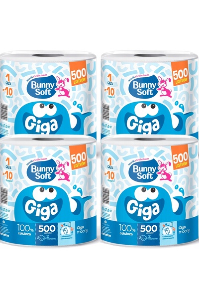 NO BRAND Bunny Soft Prosoape de Hârtie GIGA 500 foi x 4