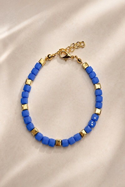 Alexis Carrel Marcel Gold Detailed Lilac Cube Bead Bracelet