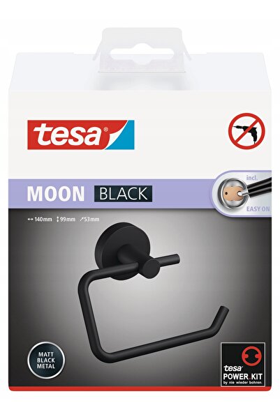 Tesa MOON BLACK Suport hârtie igienică autoadeziv, metalic, suspendat