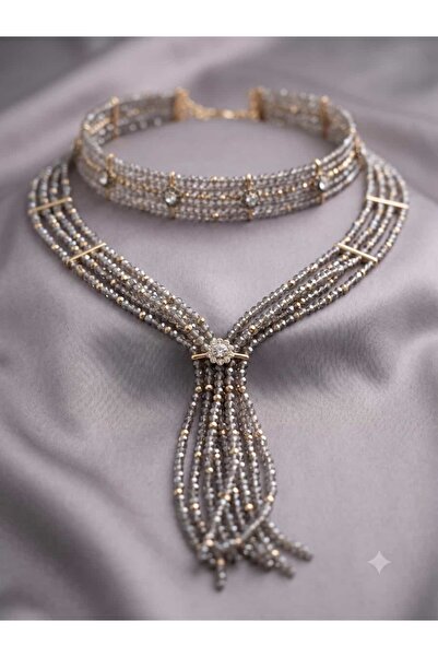 Lama Store Eye-Catching Smoke Crystal Tie Necklace