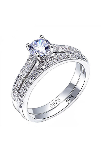 Choice1 6 WHITE 1 pair Vintage Halo 925 Sterling Silver Wedding Ring Set For ...