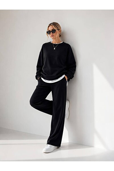 Hira Online Kadın Üç İplik Şardonlu Pamuk Oversize Sweatshirt