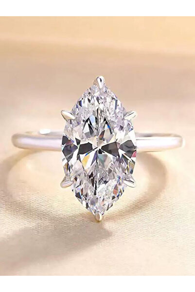 Choice4 6 Silver White-3CT 925 Sterling Silver Simple Classic 1-3 Carats Marq...