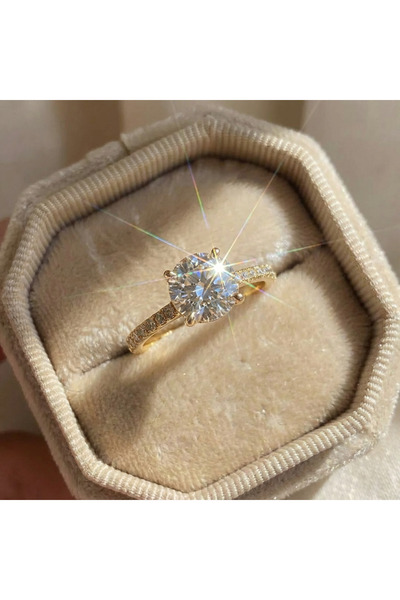 Choice7 6 Gold 925 Sterling Silver Gorgeous Shiny Zircon Round Rings for Wome...