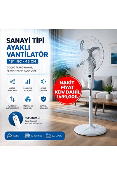 OEM Sahip Ayaklı Vantilatör Fan 45 CM Y:137CM 65W SP-53 18" İnc 3-KADEME Hız ...