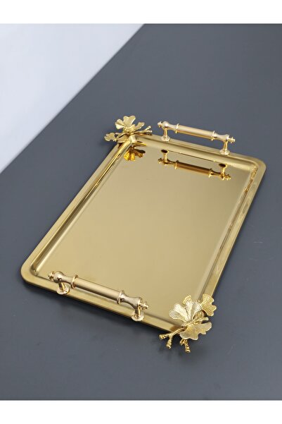 PARILTI HOME COLLECTİON Figured, Metal-Handled, Stainless Steel Rectangular T...