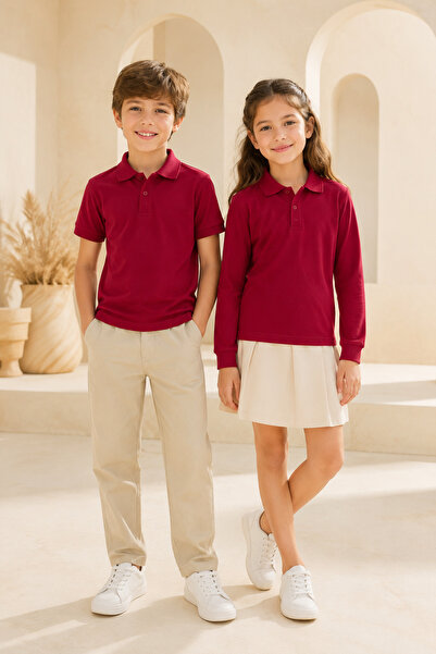 Loule Dječji unisex set od 2 komada, crvena polo majica sa kratkim rukavima +...