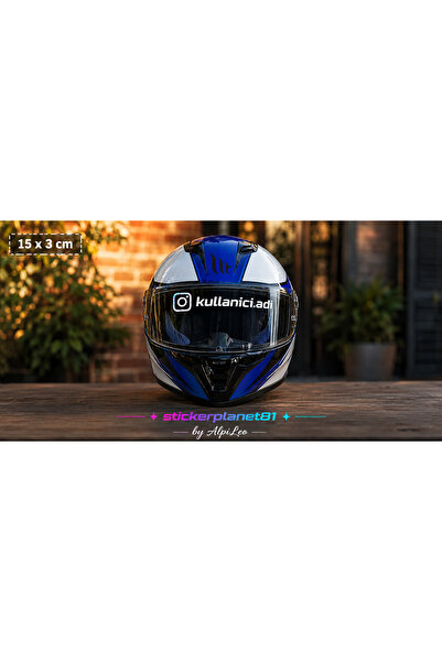 AlpiLeo Kişiye Özel Instagram Kullanıcı Adı Kask Vizör Sticker Gold Kesim Fol...