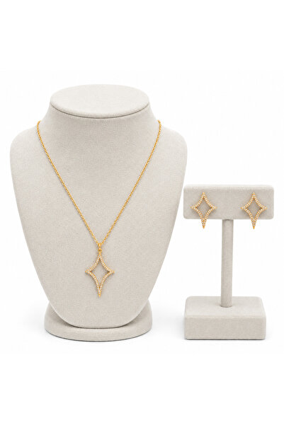BELLA CİAO Gold-Tone Star Pendant Crystal Necklace & Earrings Set