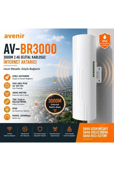 AVENİR AV-BR3000 2.4G Dijital Kablosuz İnternet Aktarıcı - 2 Adet TAKIM SET