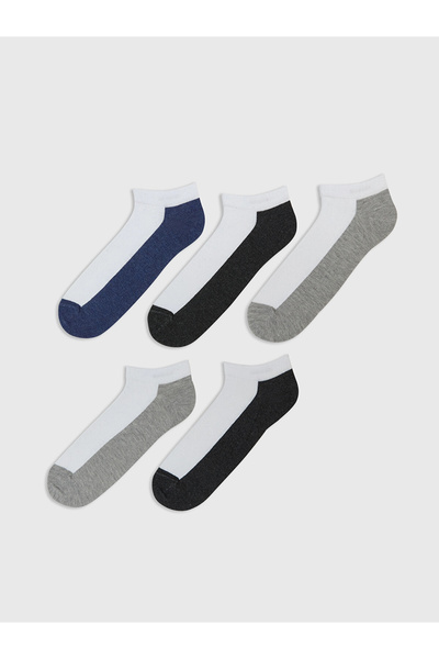 LC Waikiki Lcw Accessories Mixed Color Block Men's Booties Socks 5 Pcs