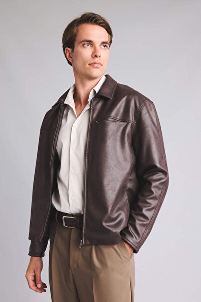 DeFacto Regular Fit Faux Leather Jacket with Pockets H2804Ax26Au