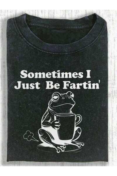 NOURAM 1pc Men's Frog Graphic T-Shirt - "Sometimes I Just Be Farttin'" Funny ...