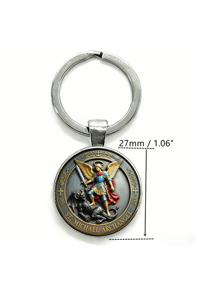 Choice3 No. 3 1PC Saint Michael Key Chain Archangel Defeating Evil Templar Ke...