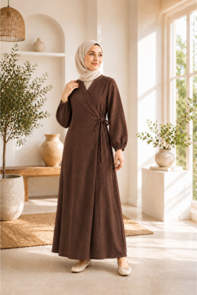 Kahverengi Müslin Ev-Namaz Elbisesi
