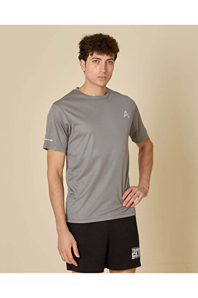 REDTAG Men Grey Printed Active T-Shirt