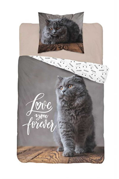 Detexpol Set lenjerie de pat 140x200 Bumbac Gri British Cat