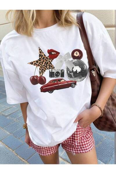 23ERVA 1-Piece Unisex Printed Top, Vintage Style Women's T-Shirt Car Theme, R...