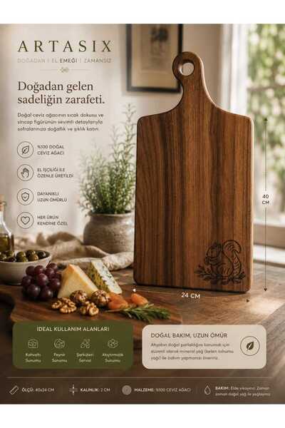 ARTASIX Natural Walnut Wood Handmade Cutting and Presentation Board with Squi...
