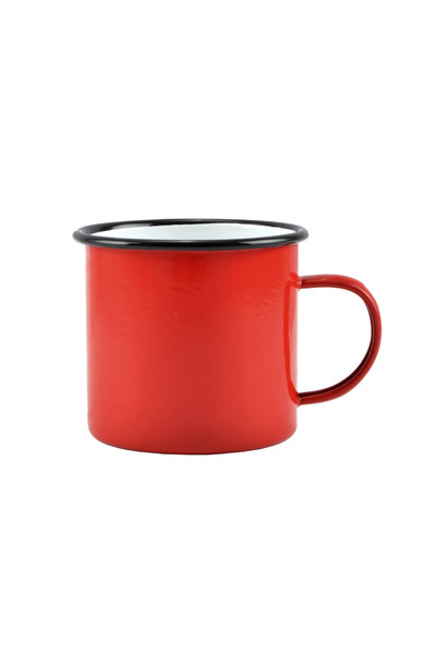 Perfect Home Cană emailată, 9 cm, 450 ml, roșie cu alb
