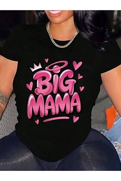 23ERVA Graffiti Women's Plus Size Casual Short Sleeve T-Shirt - BIG MAMA Grap...