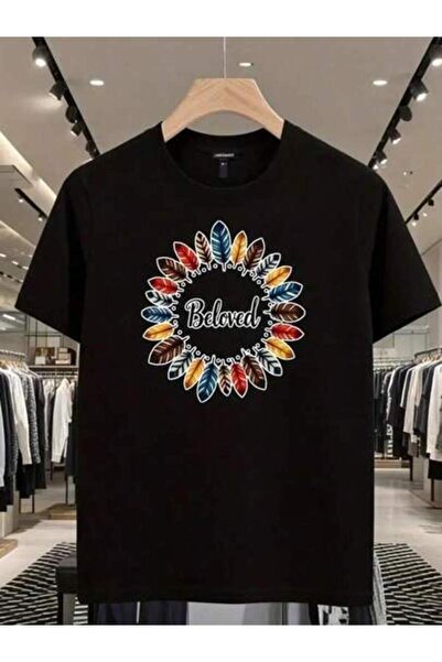 Astogria13 Men's Feather Circle Beloved Cool Graphic Tee, Soft Breathable Sho...