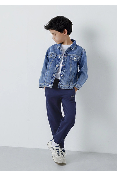 Mavi Logo Printed Navy Blue Sweatpants Regular Fit / Normal Cut / Normal Wais...