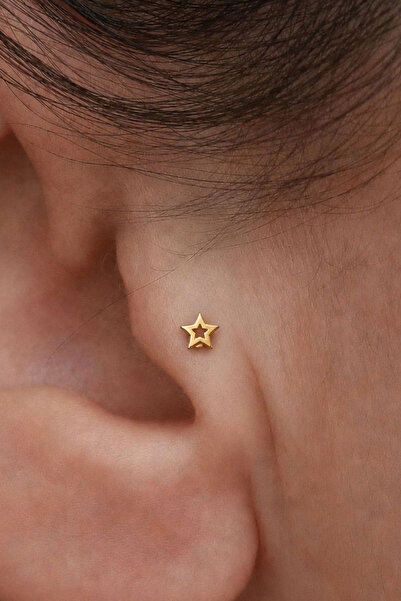 Bayar Gold 14 Ayar Altın İçi Boş Yıldız Tragus Piercing