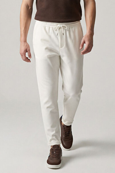R&B Textured Slim Fit Pants with Drawstring Waist