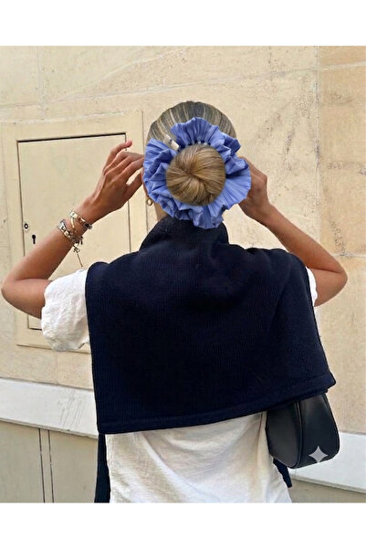 Louen lucie Mavi fırfırlı scrunchie lastik havalı toka