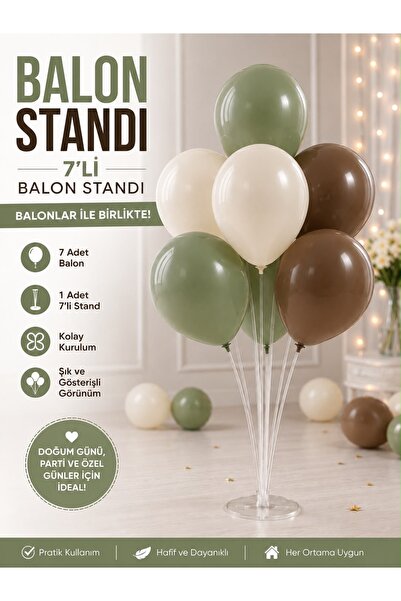 Genel Markalar 7’li Balon Standı Parti Süsleme Dikey Sunum Aparatı