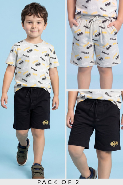 R&B 2 Pack Batman Print Shorts with Drawstring Waist