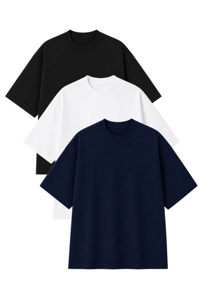 Kozik Tricou oversize pentru bărbați, 100% bumbac, simplu, cu numărul 3!