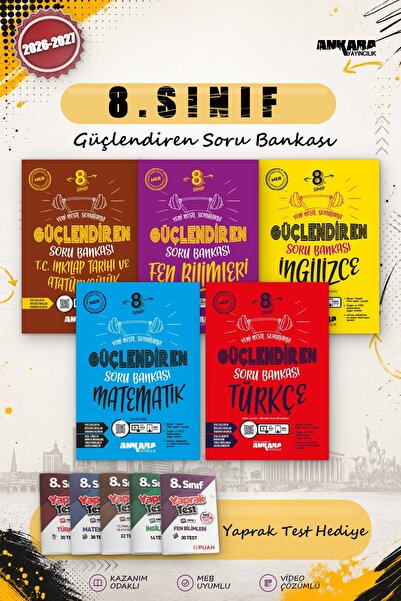 Ankara Yayıncılık 8.Sınıf Güçlendiren Türkçe Matematik Fen İngilizce İnkılap ...
