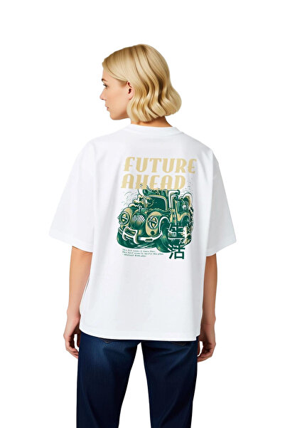 PayBuy Women's Oversize Graphic Printed T-Shirt Futuristic Car Themed Casual ...