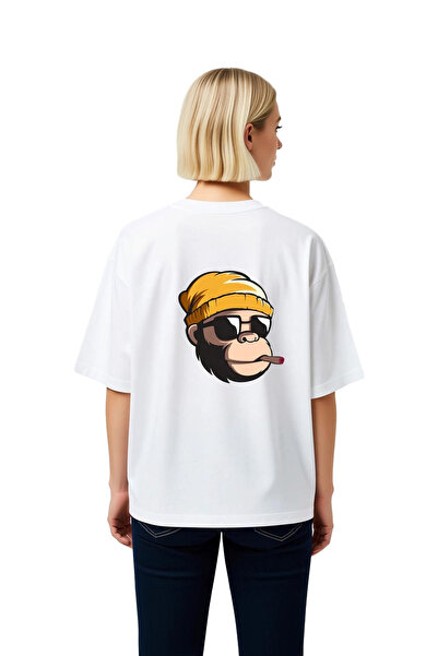 PayBuy Tricou supradimensionat pentru femei cu imprimeu Monkey Skateboard Cul...