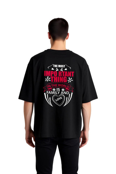 PayBuy Men's Oversize T-Shirt Family Love Themed Vintage Print Graphic Patter...