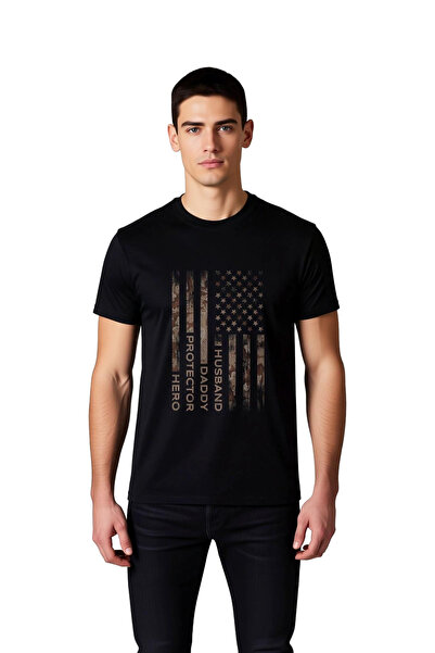 PayBuy Men's Family Values Printed T-Shirt Protector Dad Hero Lettering Vinta...