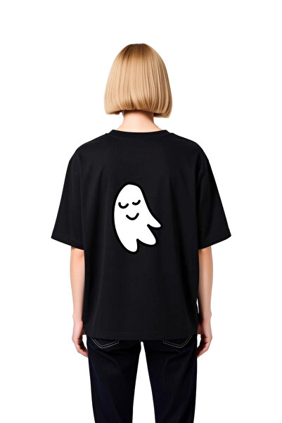 PayBuy Women's Oversize T-Shirt Cute Smiling Ghost Print Short Sleeve Round N...