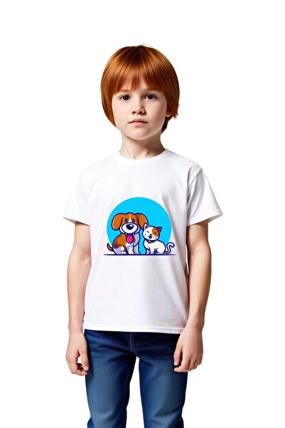 PayBuy Children's T-Shirt Dog Cat Friendship Printed Round Neck Short Sleeve ...