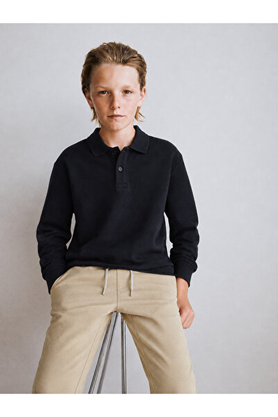 Tifina Kids Unisex School Polo Collar Lacost Long Sleeve Unprinted Plain Lacost