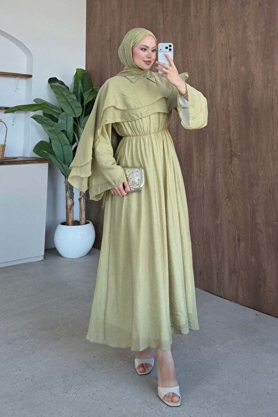 Şule Giyim Lilyum Cape Dress Green