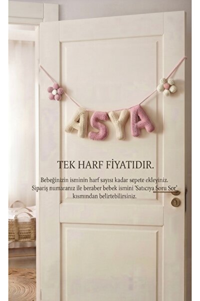 Taze Kal El Örgüsü İsimli Bebek Odası Kapı Süsü, Kişiselleştirilebilir Amigur...