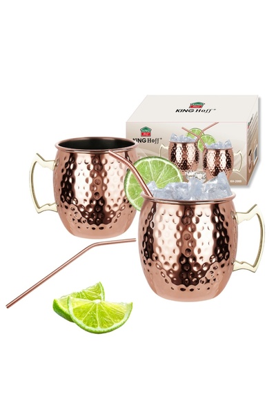 Kinghoff SET DE CĂNI DE OȚEL 500ml PENTRU BĂUTURI MOSCOW MULE KH-2000
