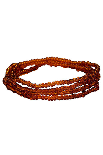 VeeShop Lant de corp pentru talie, sirag elastic de margelute colorate - Maro