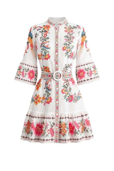 HAZELANNA Fakir Sleeveless Linen Belted Floral Dress