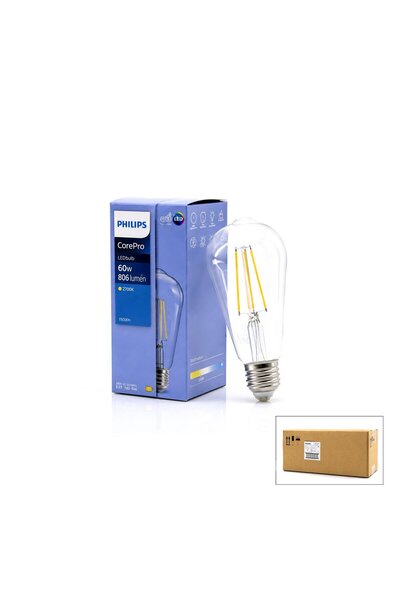 Philips -346758 00 Corepro ST64 Lamba 7W 60W 2700K 806 Lumen E27 Cam Gövde LE...
